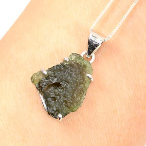 Genuine Rough Moldavite Pendant Gemstone From Czech Republic 925 Sterling Silver Handmade Designer Jewelry