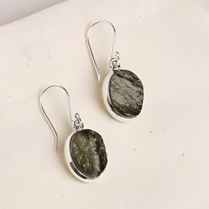 Czech Moldavite Earrings 925 Sterling Silver Gemstone Jewelry Women Earring Gift For Her