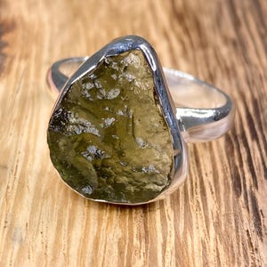 Handmade Sterling Silver Moldavite Ring: Czech Gemstone Jewelry
