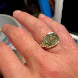 Rough Certified Moldavite Ring 100% Natural Gemstone From Czech Republic 925 Solid Sterling Silver Handmade Designer Jewelry