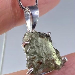 Genuine Rough Moldavite Pendant Gemstone From Czech Republic 925 Sterling Silver Handmade Designer Jewelry