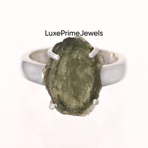 Authentic Czech Moldavite Ring: 925 Sterling Silver Gemstone
