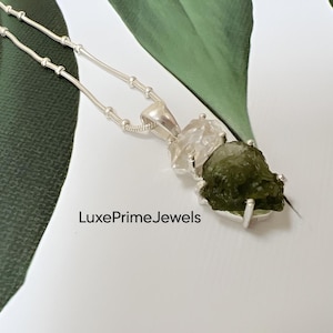 Moldavit Herkimer Diamant Anhänger: 925 Sterling Silber Schmuck