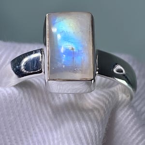 BLUE FIRE MOONSTONE Ring Gemstone 925 Sterling Silver Handmade Jewelry Women Rings Gift For Her
