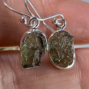 Czech Moldavite Earrings 925 Sterling Silver Gemstone Jewelry Women Earring Gift For Her