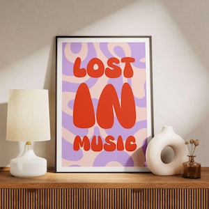 Póster maximalista para autoimpresión / Arte mural moderno para descarga instantánea / Impresión retro estilo años 70 para decoración de dopamina en rojo