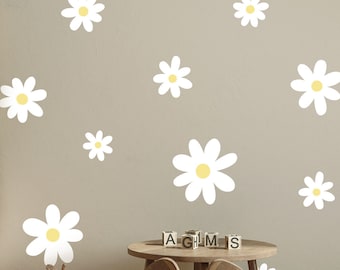 Daisy Flower Wall Decal - Set of 11 Flowers - Flower Wall Stickers - Boho Decor - Kids Room Wall Art