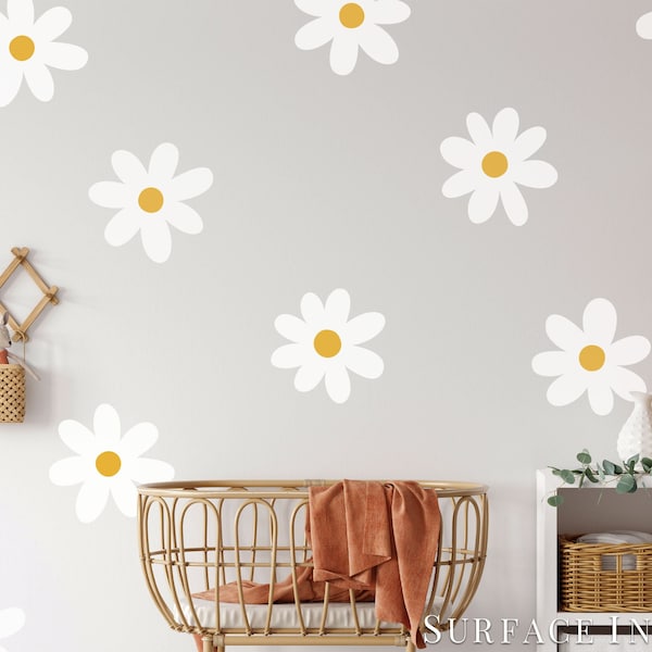 Big Daisy Flower Wall Decal - Set of 10 Flowers - Flower Wall Stickers - Boho Decor - Kids Room Wall Art