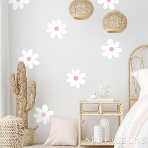 Medium Daisy Flower Wall Decal - Set of 14 Flowers - Flower Wall Stickers - Boho Decor - Kids Room Wall Art