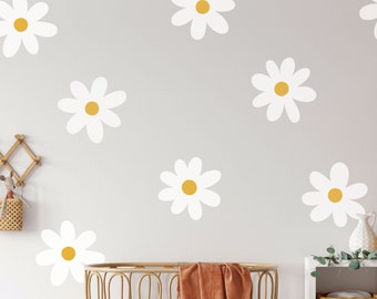 Big Daisy Flower Wall Decal - Set of 10 Flowers - Flower Wall Stickers - Boho Decor - Kids Room Wall Art