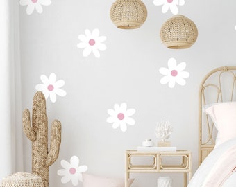 Medium Daisy Flower Wall Decal - Set of 14 Flowers - Flower Wall Stickers - Boho Decor - Kids Room Wall Art