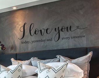Wall Decal Quote I Love You Vinyl Wall Sticker Decor - Stickers Wall Sticker Family Wall Sticker Perfect Wedding Gift