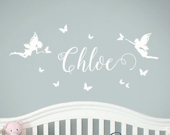 Wall Decals Personalized Names Nursery Wall Decal Kids Wall Decal Wall Decal Quote Wall Decals For Girls or Boys Chloe Fairy Name Decals