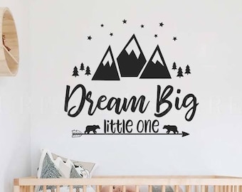 Wall Decal Kids Quote Nursery Wall Decals Dream Big Wall Decal For Kids Boys and Girls Vinyl Lettering Decals Scandinavian Black and White