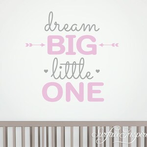 Wall Decal Quote Kids Wall Decal Nursery Dream Big Little One Quote Wall Decal For Boys and Girls Wall Decor Wall Hanging Vinyl Wall Sticker