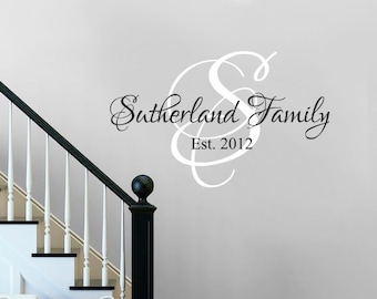 Wall Decals Quote - Personalized Family Name Wall Decal Name Monogram - Vinyl Wall Decal Family Wall Decal Wedding Gift