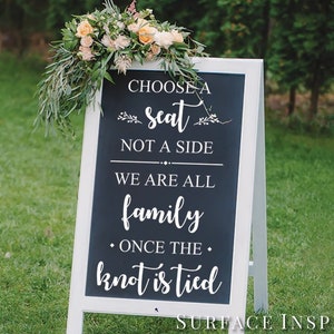 Choose a Seat not a Side Wedding Decor Sign Chalkboard Decals Wedding DIY Decals Custom Wedding Sign Decal image 1