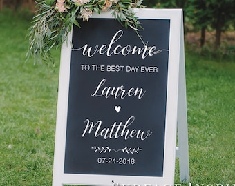 Wedding Decor Sign Welcome Decal Chalkboard Decals Welcome To The Best Day Ever Wedding DIY Decals - Custom Wedding Sign Decal