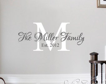 Family Name Wall Decal - Personalized Family Wall Decal Name Monogram - Vinyl Wall Decal Family Wall Decal Wedding Gift