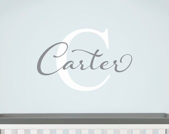 Nursery Wall Decals. Carter with elegant swirls name wall decal for boys and girls rooms. Personalized wall decal made in any colors/size
