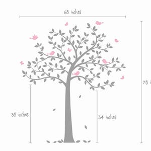 Tree Wall Decal Nursery Large Tree wall decal Wall Mural Stickers Nursery Tree and Birds Butterflies Wall Art Tattoo Nature Wall Decals image 3