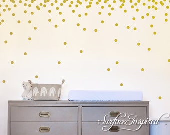 Wall Decals Gold Polka Dots Nursery And Home Wall Decal Decor Stickers Confetti Polka Dot Gold Wall Decals 1&quot;, 1.5&quot;, 2&quot;, 2.5&quot;, 3&quot; dots