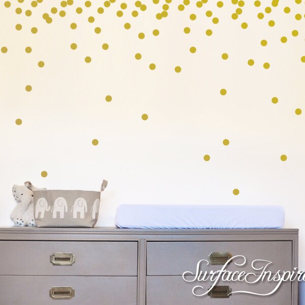 Wall Decals Gold Polka Dots Nursery And Home Wall Decal Decor Stickers Confetti Polka Dot Gold Wall Decals 1", 1.5", 2", 2.5", 3" dots