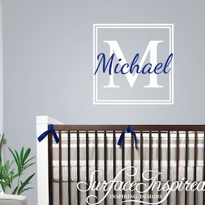 Nursery Wall Decals Name Wall Decal. Personalized monogram name decal for boys and girls nursery.