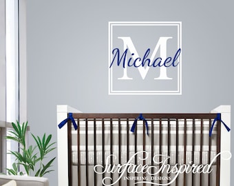 Nursery Wall Decals Name Wall Decal. Personalized monogram name decal for boys and girls nursery.