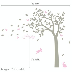 Nursery Wall Decals White Tree Wall Decal, Large Tree Decal for Nursery With Personalized Name Wall Decal image 4