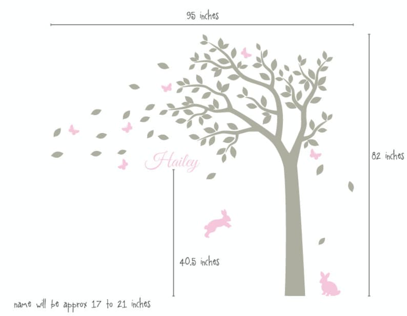 Nursery Wall Decals White Tree Wall Decal, Large Tree Decal for Nursery With Personalized Name Wall Decal image 4