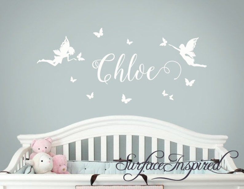 Wall Decals Personalized Names Nursery Wall Decal Kids Wall Decal Wall Decal Quote Wall Decals For Girls or Boys Chloe Fairy Name Decals image 1