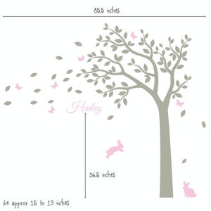 Nursery Wall Decals White Tree Wall Decal, Large Tree Decal for Nursery With Personalized Name Wall Decal image 5