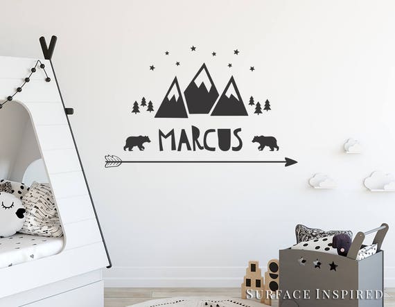 Wall Decals Nursery Kids Name Mountain With Name Wall Stickers
