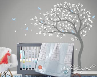 Wall Decals Nursery Kids Tree Large Tree wall decal Wall Mural Stickers Nursery Tree and Birds Wall Art Tattoo Nature Wall Decals Decor