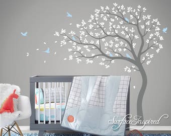 Wall Stickers Nursery Kids Large Tree wall sticker Wall Mural Stickers Nursery Tree and Birds Wall Art Tattoo Nature Wall Stickers Decor