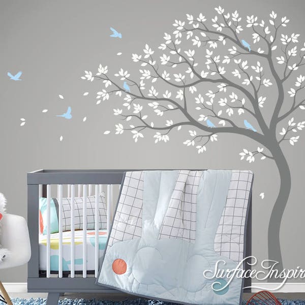 Wall Decals Nursery Kids Tree Large Tree wall decal Wall Mural Stickers Nursery Tree and Birds Wall Art Tattoo Nature Wall Decals Decor