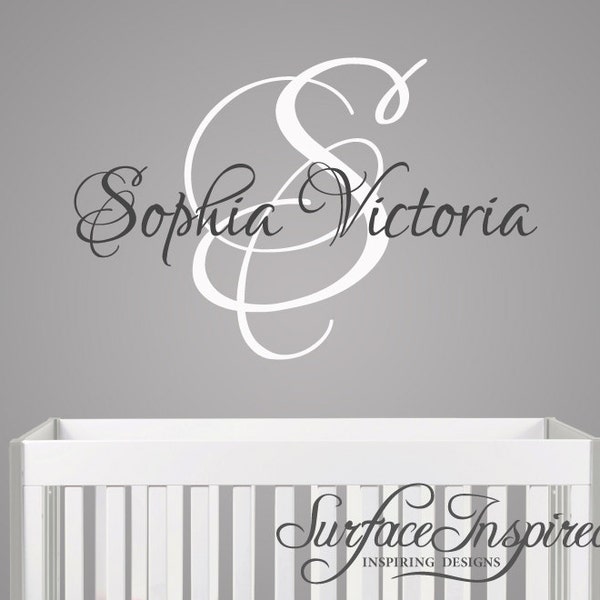 Nursery Wall Decals. Sophia Victoria name wall decal for boys and girls rooms. Custom name decal made in any colors and size you want.1020