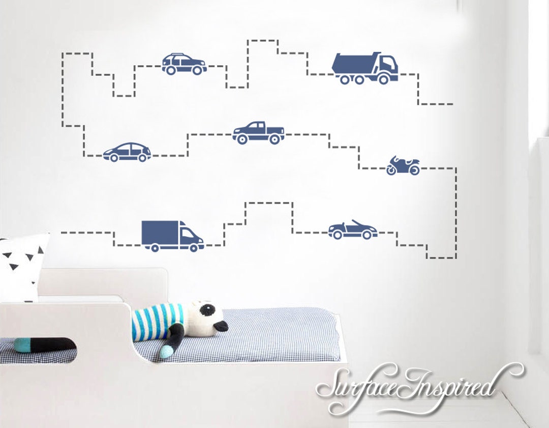 Wall Decals Cars and Roads Wall Decals Boys Large Stickers Etsy