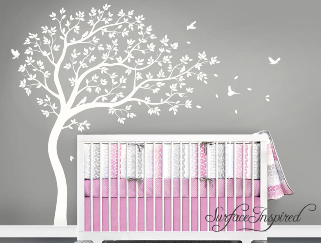 Nursery Wall Decals White Tree Wall Decal Large Tree Wall Decal Wall ...