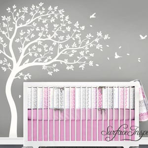 Nursery Wall Decals White Tree Wall Decal Large Tree Wall Decal Wall ...