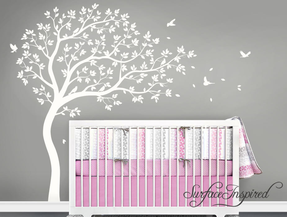 nursery wall decals white tree wall decal large tree wall | etsy