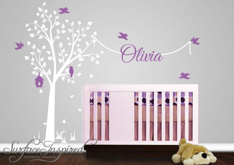 Nursery Wall Decal With Name Decal. Elegant garden tree Etsy