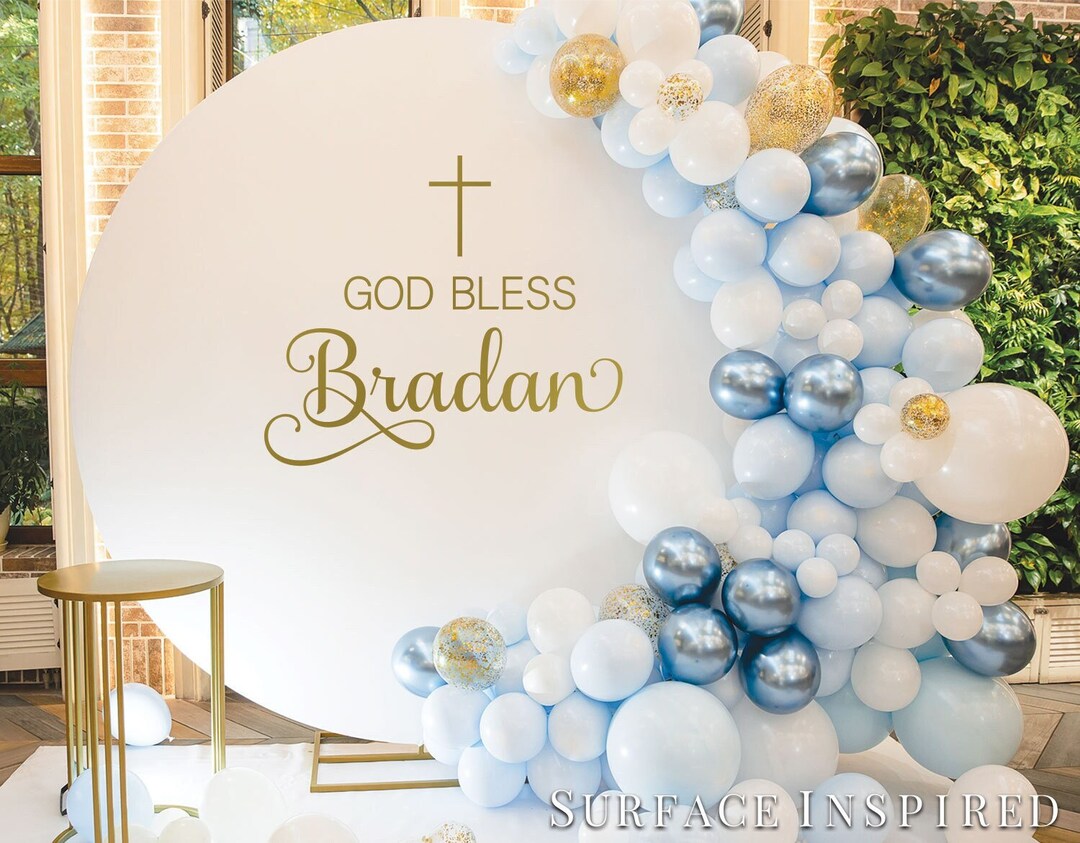 Personalized God Bless Baptism Decal Custom Baptism Party Backdrop