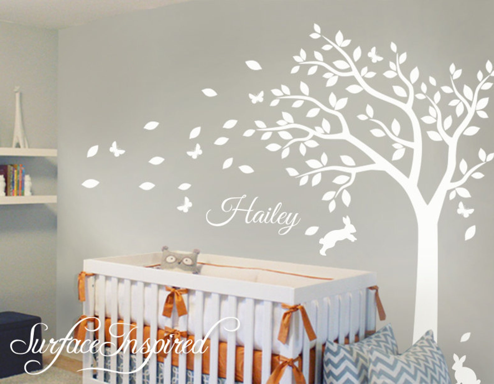 Nursery Wall Decals White Tree Wall Decal Large Tree Decal Etsy