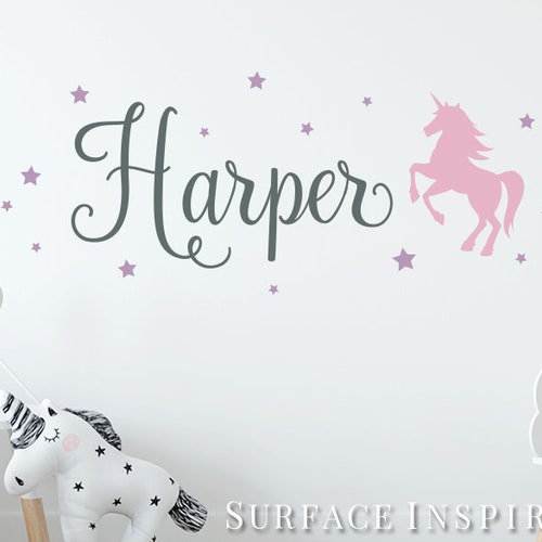 Unicorn With Name Wall Decal Personalized Name Wall Decal Etsy