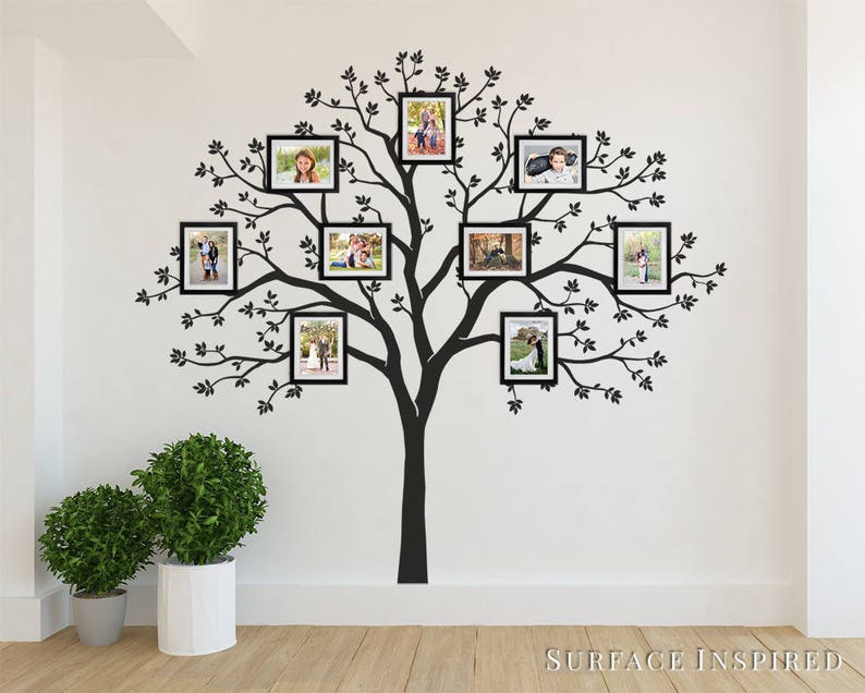 wall decals family tree wall decal with pictures home decor | etsy