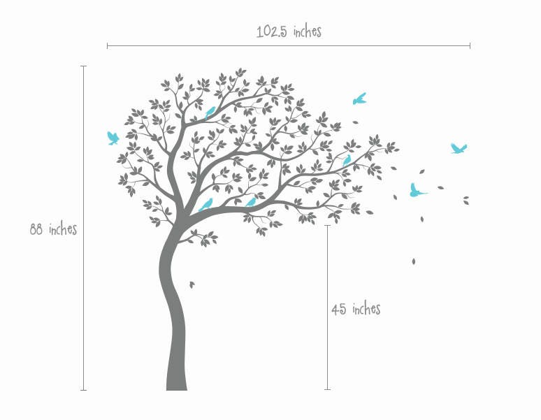 Nursery Wall Decals White Tree Wall Decal Large Tree Wall Decal Wall ...