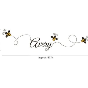 Nursery Wall Decals Buzzing bee wall decals with custom name. Bees and name wall decal included. 1101 image 3