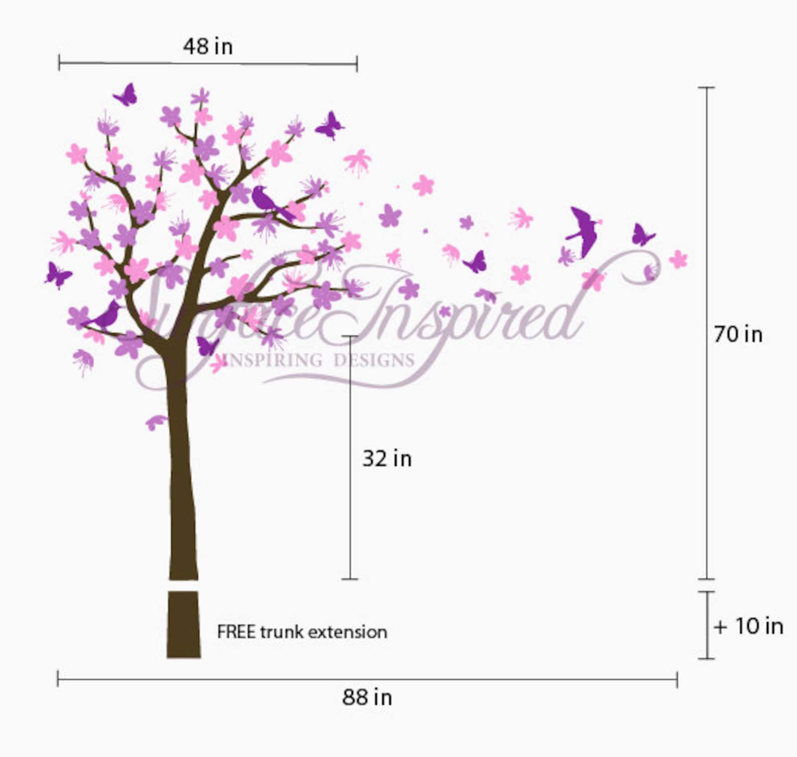 Wall Decal Nursery Tree Contemporary Cherry Blossom Tree Etsy